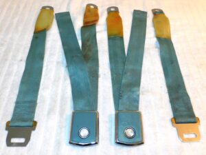1968 1969 Mustang GT CS Mach 1 Cougar Xr7 ORIG AQUA DELUXE REAR SEAT BELTS SET