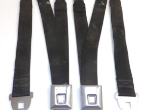 1970 1971 Mustang Mach1 Boss Grande Cougar ORIG BLACK DELUXE REAR SEAT BELTS SET